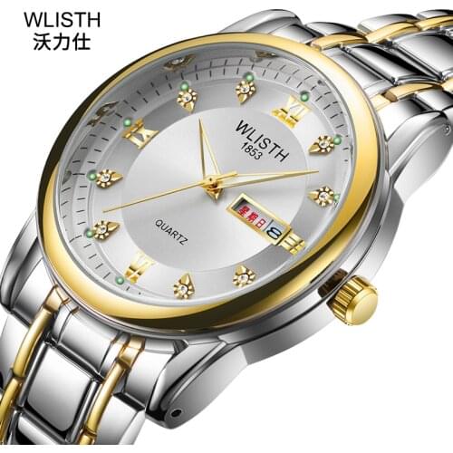 Часы мужские наручные watch смарт часы женские Mens Waterproof Mens Watch Steel Band Watch Dual Calendar Quartz Watch Retro