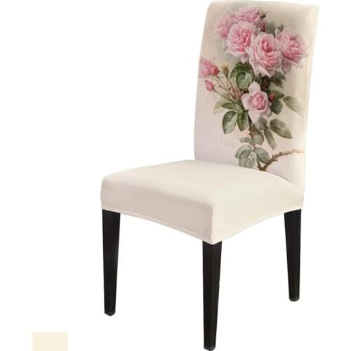Dining Chair Covers Pink Rose Vintage Chair Cover Spandex Elastic Chair Cover Hotel Wedding Supplies