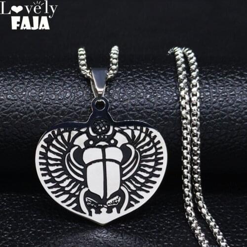 Egyptian Scarab Amulet Necklace Ancient Egypt Animals Beetle Art Totem Stainless Steel Necklace Unisex Jewelry cadena N3204S03