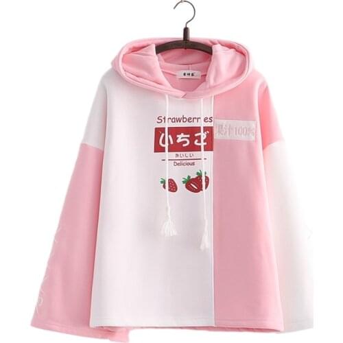 Harakuju Embroidery Fleece Women Hoodies 2021 Winter Full Sleeve Drawstring Hooded Sweatshirt Female Kawaii Plus Velvet Pullover