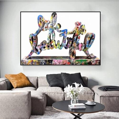 Graffiti Art Life is Beautiful Canvas Painting Wall Art Posters Prints Wall Pictures for Living Room Home Wall Cuadros Decor