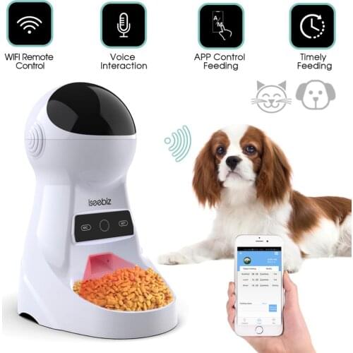 Iseebiz Automatic Cat Feeder 3L Dog Food Dispenser Pet Food Bottle with Voice Interaction , App Control Feeding ,8 Times One Day