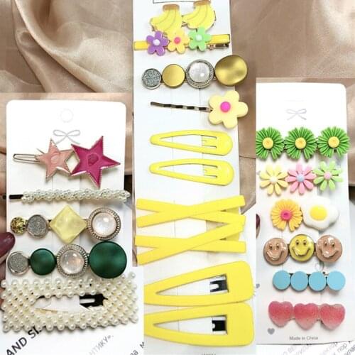 Korean Style Ins Flower Hair Decoration Girl Side Clip One Word Clip Duck Beak Clip Small Flower Hairpin Online Celebrity Set