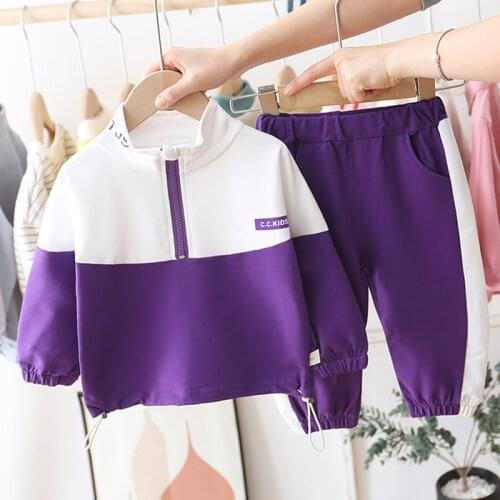 Spring Autumn Children Boys Girls Clothes Suit Baby Solid Jacket Pants 2Pcs/sets Toddler Active Cotton Clothing Kids Tracksuits