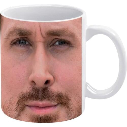 Ryan Gosling Face Throw Pillow III White Mug 11oz Ceramic Tea Cup Coffee Mug Friends Birthday Gift Ryan Gosling Gosling Ryan Rya