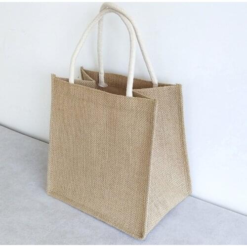 Jute Reusable Shopping Bags DIY Linen Tote Bag Foldable Grocery Bag Birthday Wedding Gift Bags for Presents