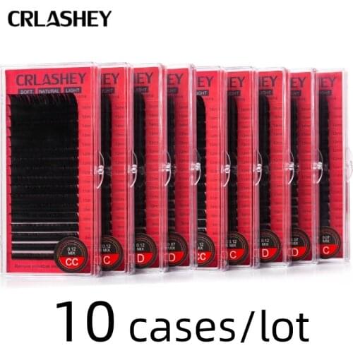 CRLASHEY 10 Cases Mink Lashes Individual Eyelash High Quality Soft Natural Light False Eyelashes Premium Eyelashes Maquiagem
