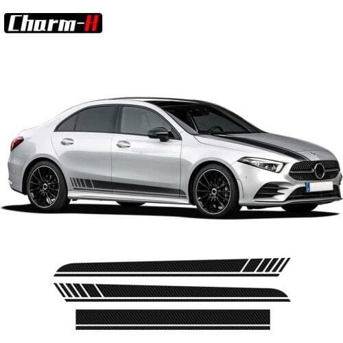 Car Styling Hood Decal AMG Racing Stripes Side Skirt Vinyl Sticker for Mercedes Benz A Class V177 4-Door Sedan SWB 2018-Present