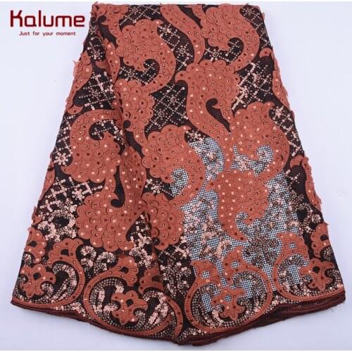 Kalume New Fashion French Mesh Lace Fabric With Sequins African Lace Fabric Embroidery Nigerian Wedding Lace Fabric Party 2096