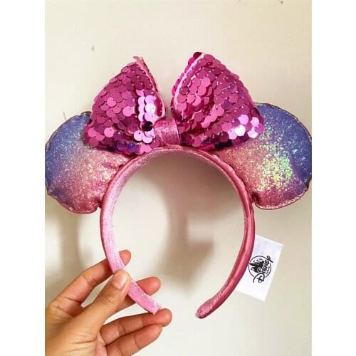 New Shanghai 5th Anniversary Limited Sequins Minnie Mouse Ear Headband