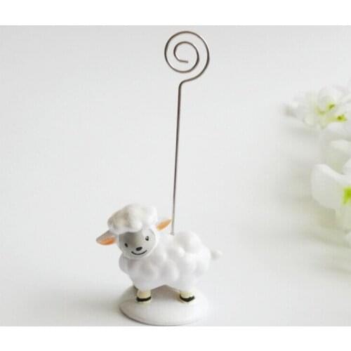 New sell Cute baby sheep place card holder Lovely resin message note clip Birthday and wedding party decoration favors