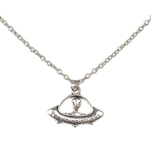 New Fashion Charm Jewelry Spaceship Alien Necklace UFO Planet Spark Pendant Earrings Saturn 2019 Souvenir Gift Man Woman