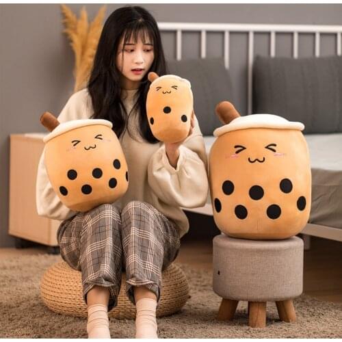 New Style 25-70CM kawaii Pearl Milk Bubble Tea Cup Shaped Plush Toys Cartoon Stuffed Soft Fruit Tea Pillow Decor Gift for Baby