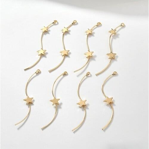 New style 30pcs/lot stars decoration curve S shape copper floating locekt charms diy jewelry earring accessory