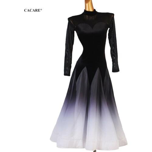 Ballroom Dance Competition Dresses Women Waltz Dress Standard Dancing Wear Costume Customize D1010 Mesh Sleeve Backless Big Hem