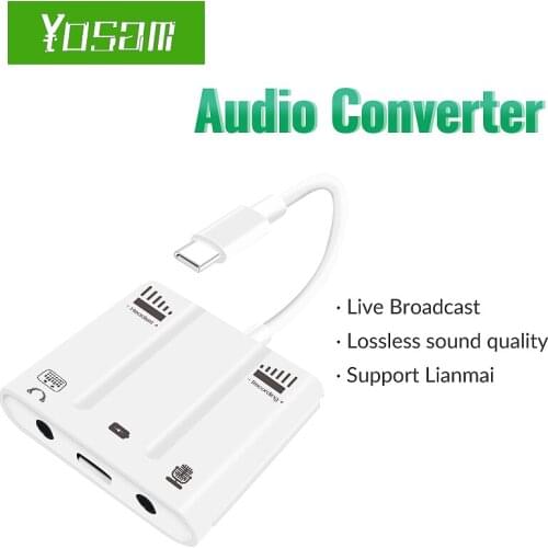YOSAM USB C sound card converter headset microphone USB C charging port independent audio adapter for type c interface equipment