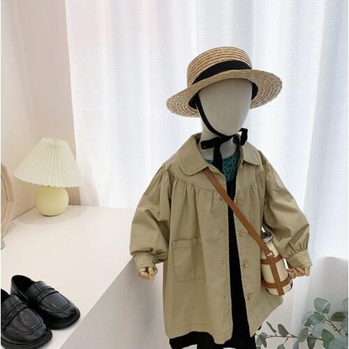 Hot Sale New Spring Girl Coat Children Clothing Baby Girl Western Style Long Windbreaker Top