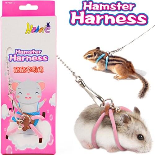 Adjustable Hamster Harness with Bells MINI Pet Adjust Harness Leash Collar For Bird Parrot Mice Hamster Gerbil Guinea Pig Leash