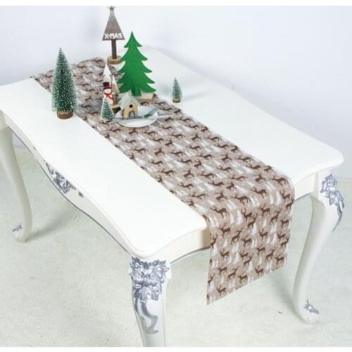 Xmas Reindeer Elk Christmas Tablecloth Dining Table Runner Party Holiday Decor Table Runner Xmas elk design