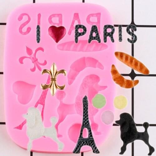 Paris Tower Silicone Mold Dog Heart Fondant Molds Cupcake Topper Fondant Cake Decorating Tools Candy Resin Clay Chocolate Moulds