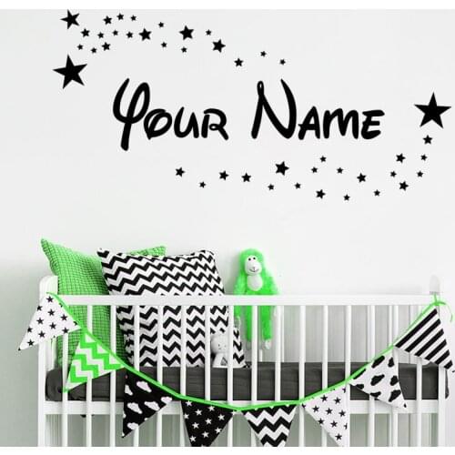 Font & Stars Personalized Name Removable Wall Stickers for Kids Room Home Murals Vinyl Wall Decals Bedroom Babies Murals TA91