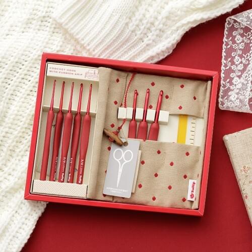 1 Set Japan Tulip ETIMO Red Brand Crochet Hook Aluminum Resin Knitting Needles Original authentic Imported from Japan 1.8-5mm