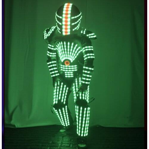 Rgb change color LED Clothing Future led lumious robot suit stage performance light up costume helmet Bar Nightclub