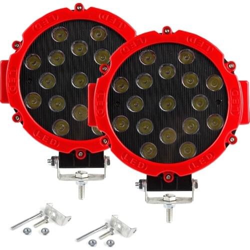 LED Work 51W 7inch Car Light Bar 12V 24V Offroad Round Red lightbar for Auto ATV UAZ SUV 4WD 4x4 Truck Tractor Offroad Spotlight