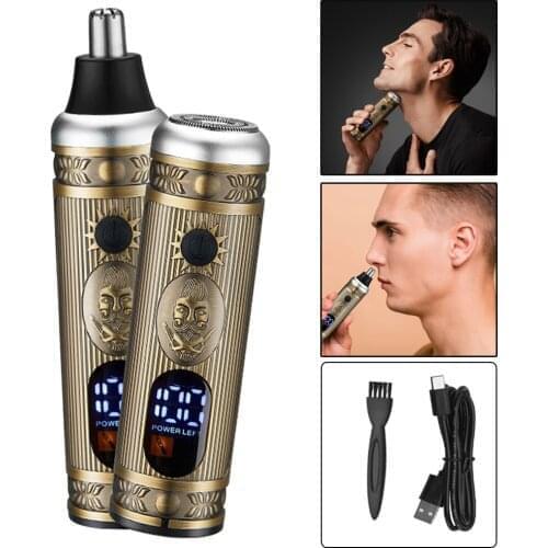 2 in 1 Mans Electric Shaver and Nose Hair Trimmer USB Charging With LCD Display Screen For Man Beard Nose Hair Cutting Machine