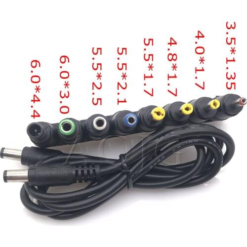 Universal 8PCS AC DC Power Charger Adapter Tips For PC Laptop Computer Notebook In 1 SET Carregador de carro Black 5.5*2.5 Wire