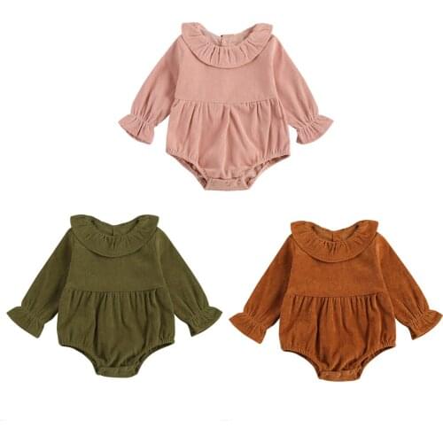 Vintage Newborn Infant Girls Corduroy Jumpsuits Clothes Spring Autumn Baby Girls Long Sleeve Pullover Rompers Infant Clothing