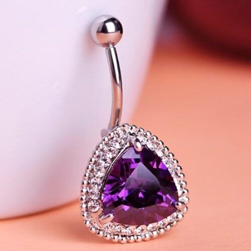Luxury Brand Violetta Purple cubic Zircon Piercing Jewelry Fashion Womens Belly Button Rings Fashion Summer Style Steel Jewelry
