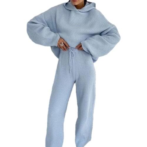 Winter Women 2 Piece Set Tracksuits Long Sleeve Crop Tops Hooded And Pants Women Two Piece Outfits