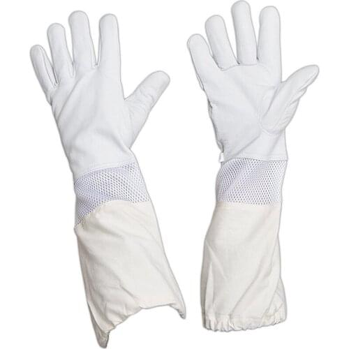1 Pair Beekeeping Sheepskin Gloves Anti-bee Anti-sting for Professional Apiculture Beekeeper Beekeeping Tools yellow/white #2021