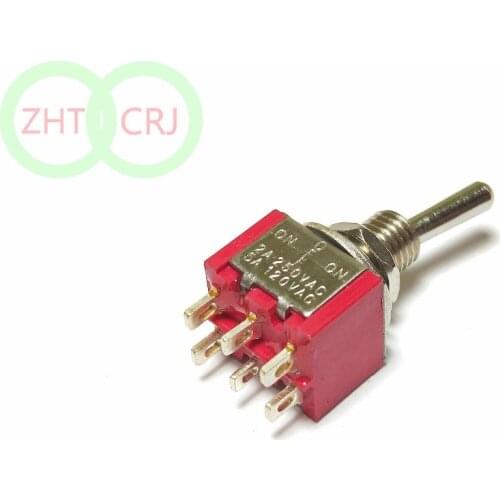 100Pcs 2A 250V 5A 120V 6-pin Toggle Switch ON-OFF-ON SPDT 3 stalls
