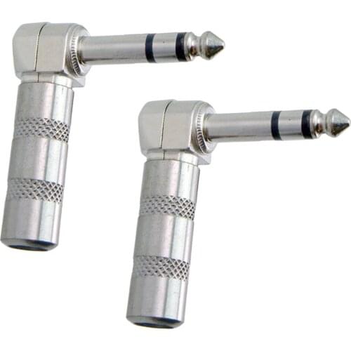2 Pieces Guitar Cables Audio Connectors Right-angled Male Stereo