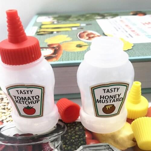 2pcs/set Portable Salad Dressing Container Yellow Red PE/PP for Bento Tomato Ketchup Bottle Kitchenware Multifunction