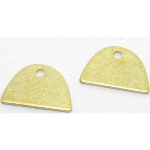 Brass earring charms brass finding 12.4x8.3x0.9mm half round Brass pendant -50pcs R1400