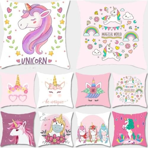 45x45cm Unicorn Cushion Cover Decor Sofa Cushion Case Bed Pillow Cover Home Decor Car Cushion Cover Unicorn Girl Pillow Case