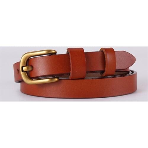 5 Colors Fashion Women Thin Belt New High Quality Genunie Leather Luxury Strap for Jeans Dress Vintage Brass Pin Cowhide Belt