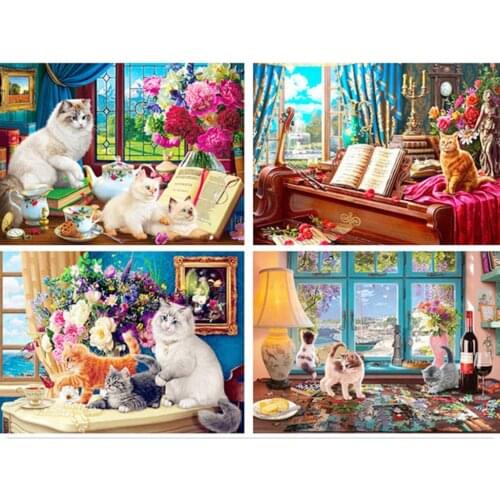 Uone Diamond Painting 5d DIY Cross Stitch Animal Flower Cat Embroidery Rhinestone Kids Adult Home Officeation DecorMystery Gift