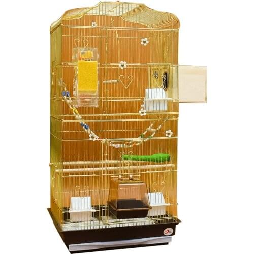 Large scale breeding parrot cage with tiger skin bird bed large luxury metal stainless steel iron bird cage decoration