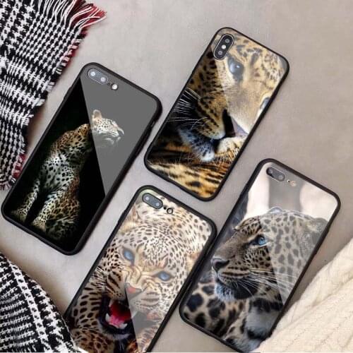 Leopard Tempered Glass Phone Case For iphone 12 11 Pro Max 5 6 7 8 X XS XR XSMax Shell 12Pro Max Cover Shell