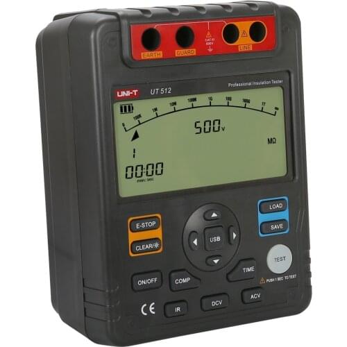 UNI-T UT512 Digital Insulation Resistance Tester Meter Megohmmeter Low Ohm Ohmmeter Voltmeter Auto Range 2500v Usb Interface oh