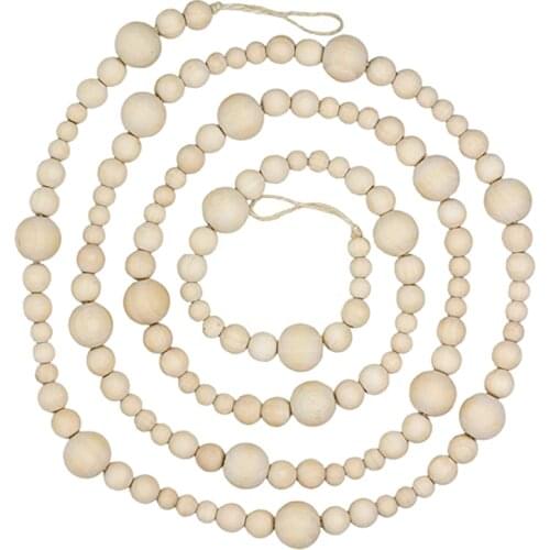 7Ft Wooden Beaded Garland Farmhouse Home Decor Rustic Country Natural Holiday Christmas Tree Garland Boho Decorations