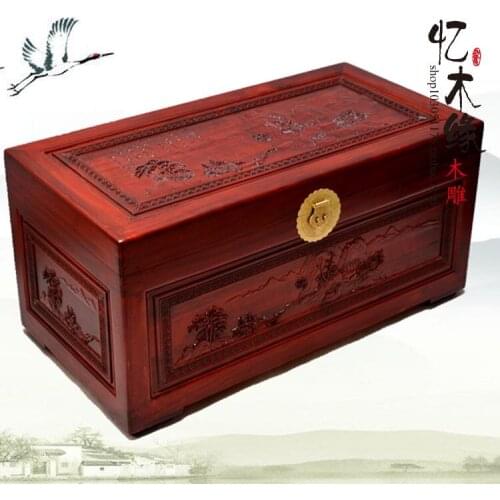 The wooden box Zhangmu Zhangmu solid wood wedding wedding dress clothes storage box box insect painting collection box