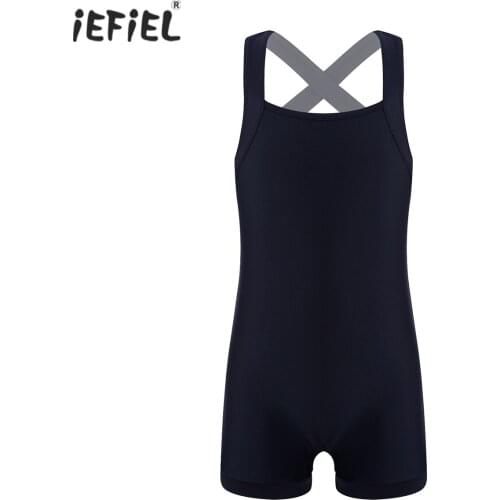 Kids Girls Gymnastics Leotard Jumpsuit Sleeveless Solid Color Crisscross Back Ballet Leotards Dance Unitard Bodysuit Dance Wear