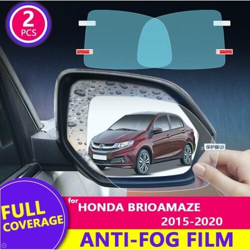 For Honda Brio/Honda Amaze 2015-2020 Full Cover Rearview Mirror HD Film Anti-Fog Rainproof Auto Mirror Sticker Car Accessories