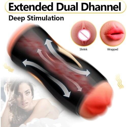 Two-channel interactive sound-vibrating airplane cup male massage Masturbator masturbation device for adult sex products