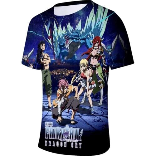 Hot Sale Leisure HIP HOP Japanese Anime FAIRY TAIL 3D Summer Short-sleeved T-shirt Trend Casual Short-sleeved Men Kop Summer top